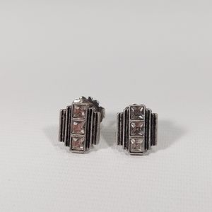 Lia Sophia Nickel tone and rhinestone stud earrings